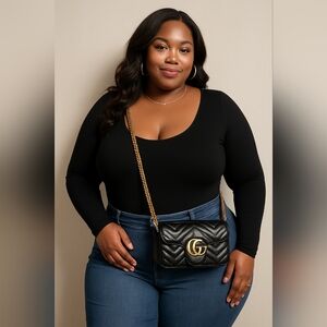 Bodysuit with Built-In Bra In Black Size 1X